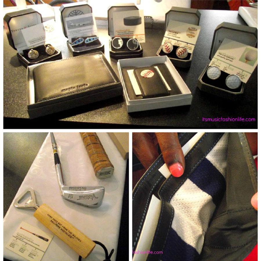 Tokens and Icons products on sale at an event - Game Used Bottle Openers, Wallets Made with Game Used Uniforms, Baseball Cufflinks and Hockey Puck Cufflinks