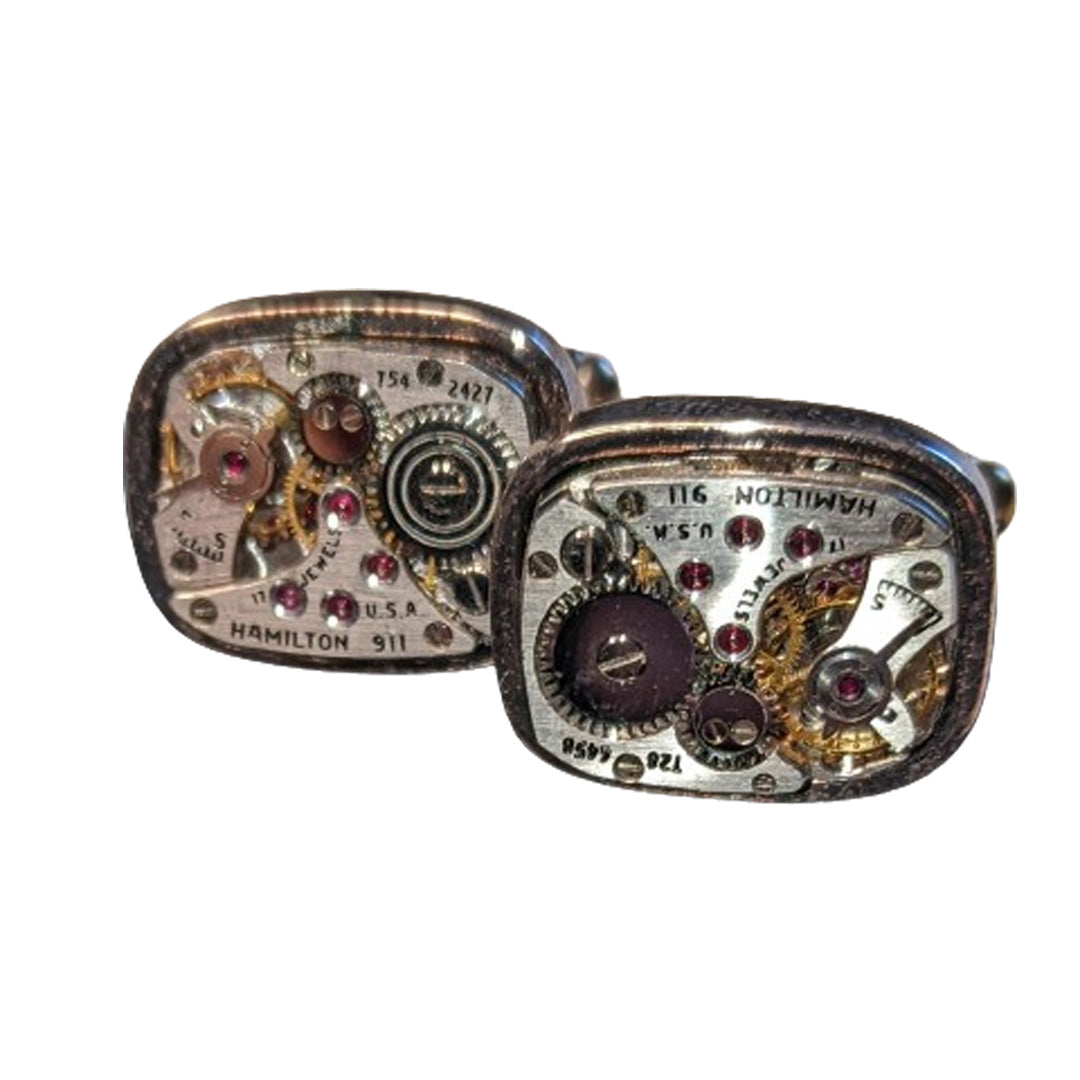 Antique Watch Cufflinks from Tokens and Icons on a white background