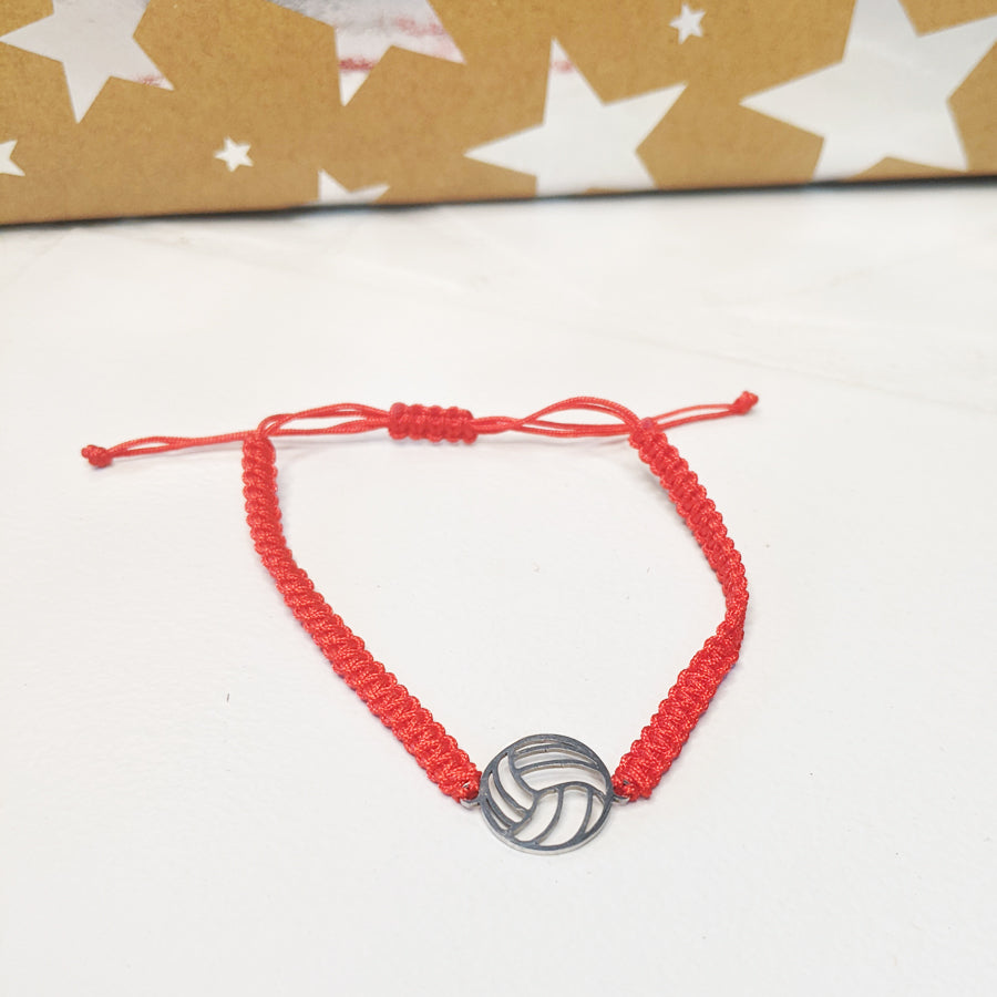 Volleyball Charm Bracelet with Red Band
