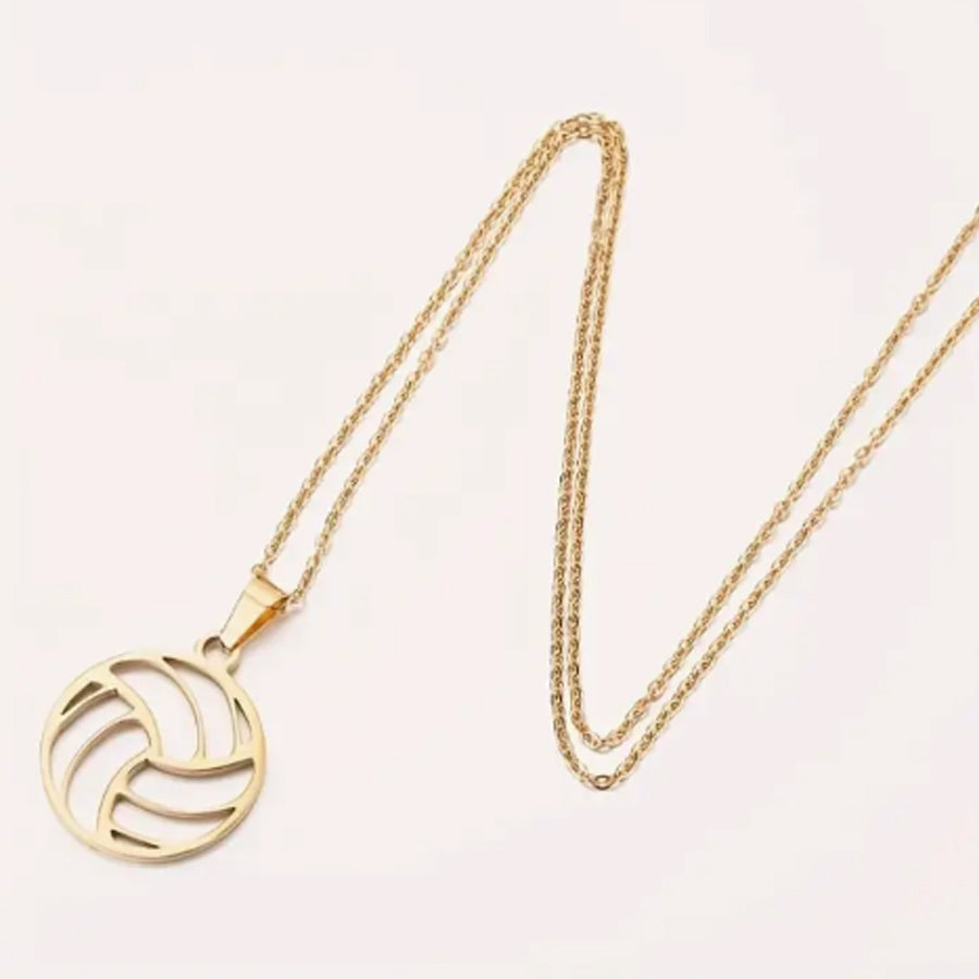 Gold Volleyball Pendant Necklace