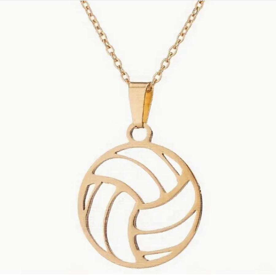 Gold Volleyball Pendant Necklace