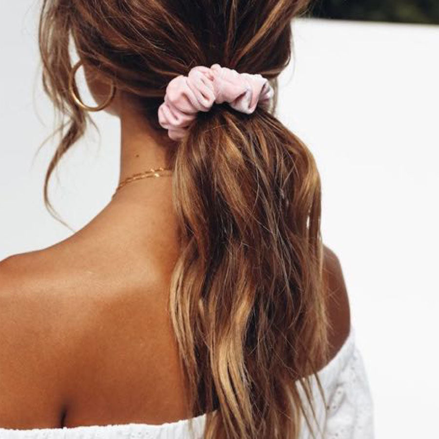 Velvet Azure Blue Scrunchies