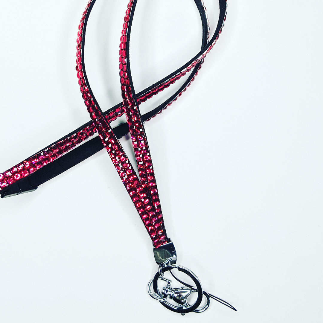 Fuschia Pink Rhinestone Crystal Lanyards