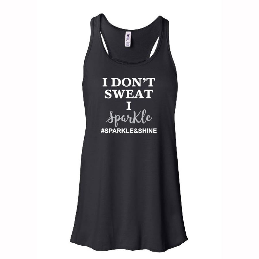 I Don't Sweat I Sparkle Womens Silver Sparkle Tank