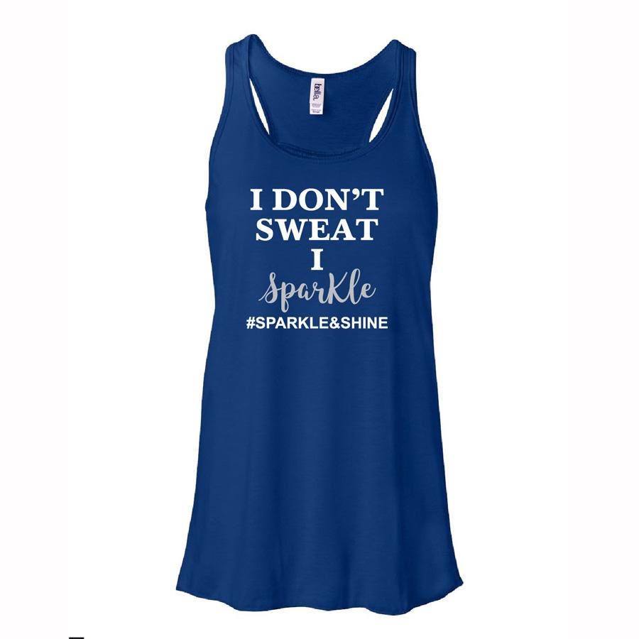 I Don't Sweat I Sparkle Womens Blue Tank