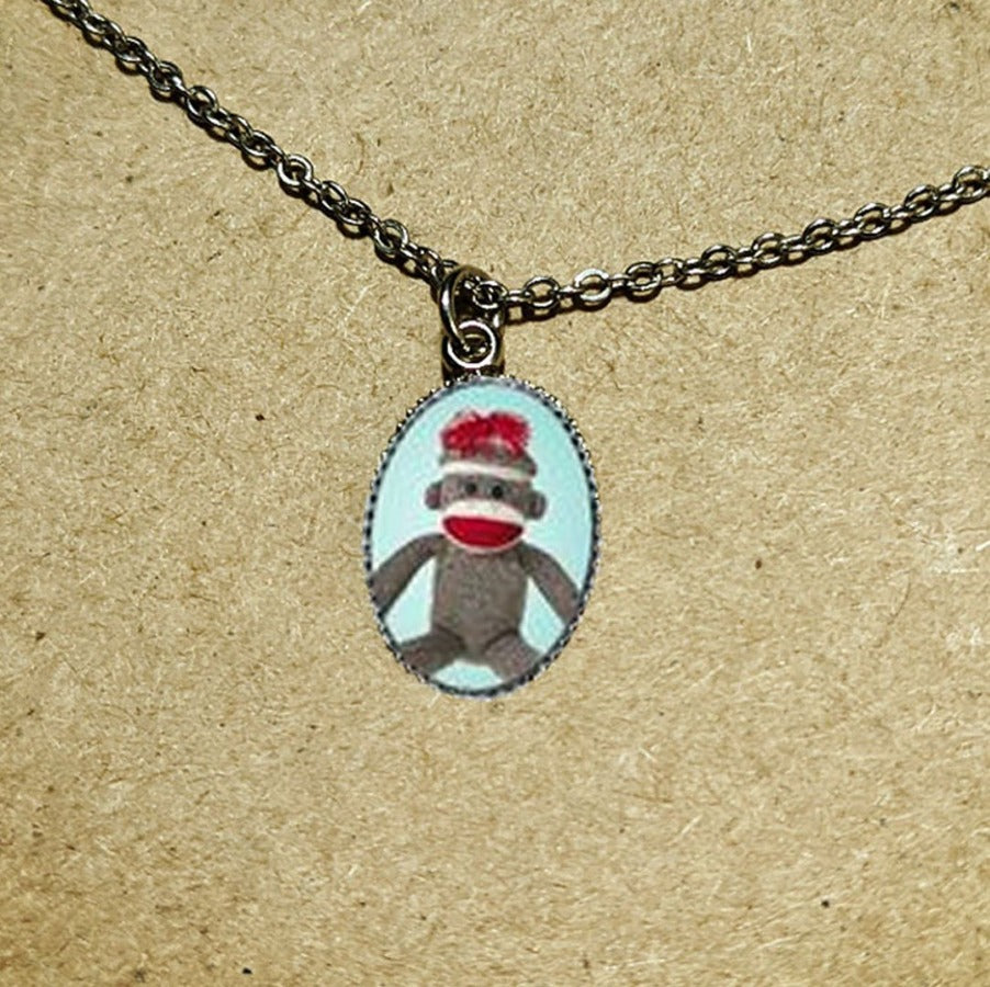 Sock Monkey Dainty Necklace