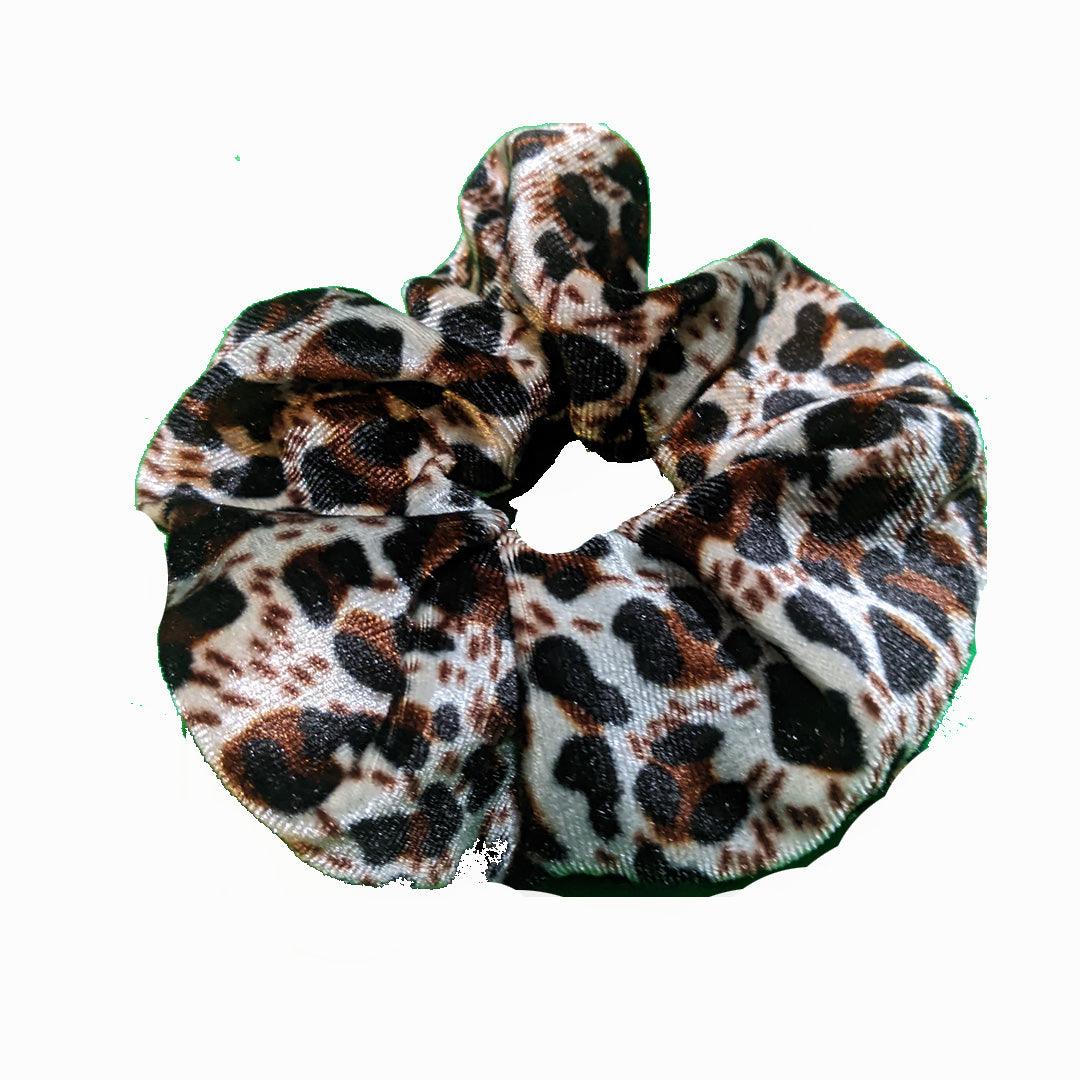 Animal Print Grey, Black and Brown Leopard Scrunchies