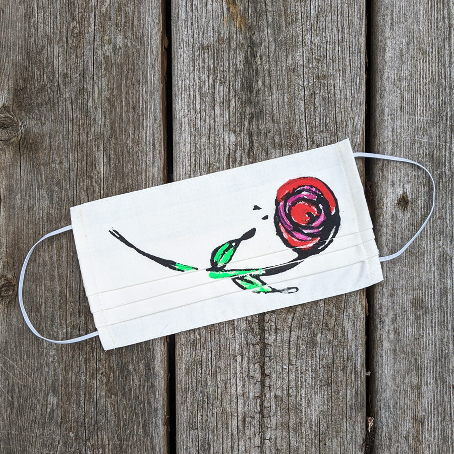 Red Rose Up Cycled Cotton Face Mask