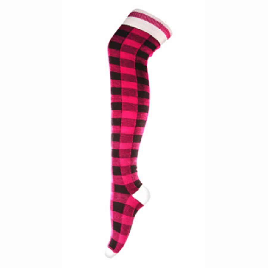 Pook-Socks-Thigh-High-Pink-Plaid-in-Toronto