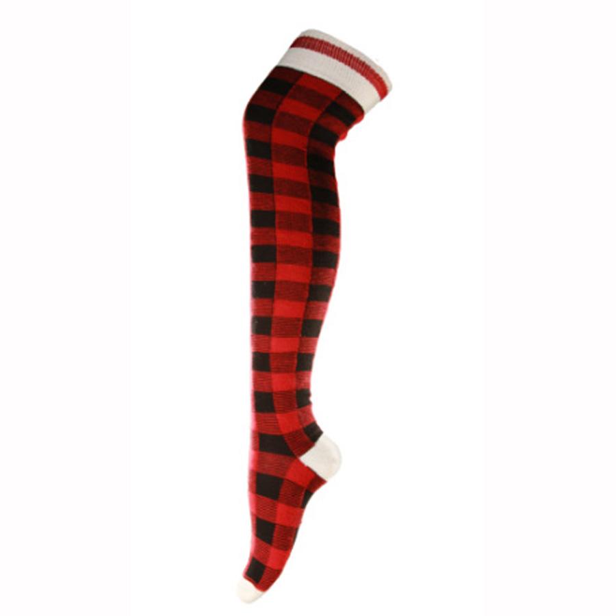 Pook Red Plaid Thigh High Socks