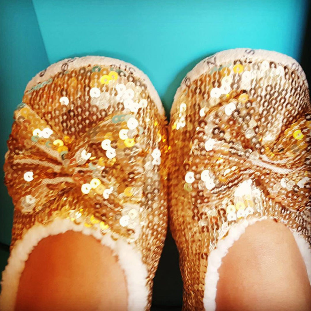 Kids Gold Bling Snoozies Slippers