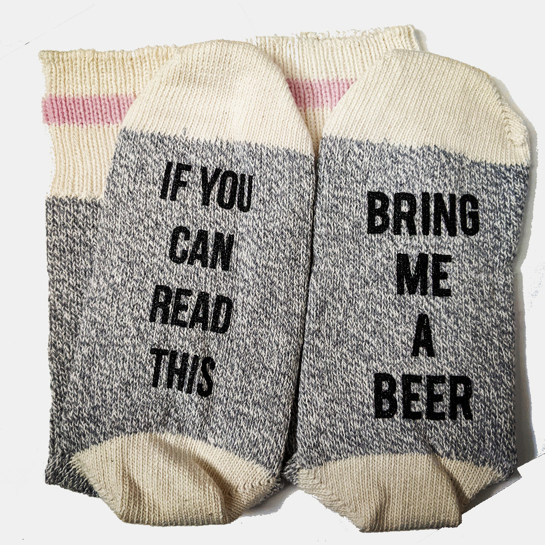 Bring Me Beer Pink Stripe Unisex Cotton Socks