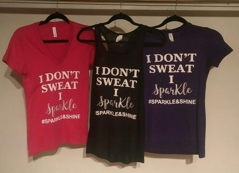 I Don't Sweat I Sparkle Womens Silver Sparkle Tank