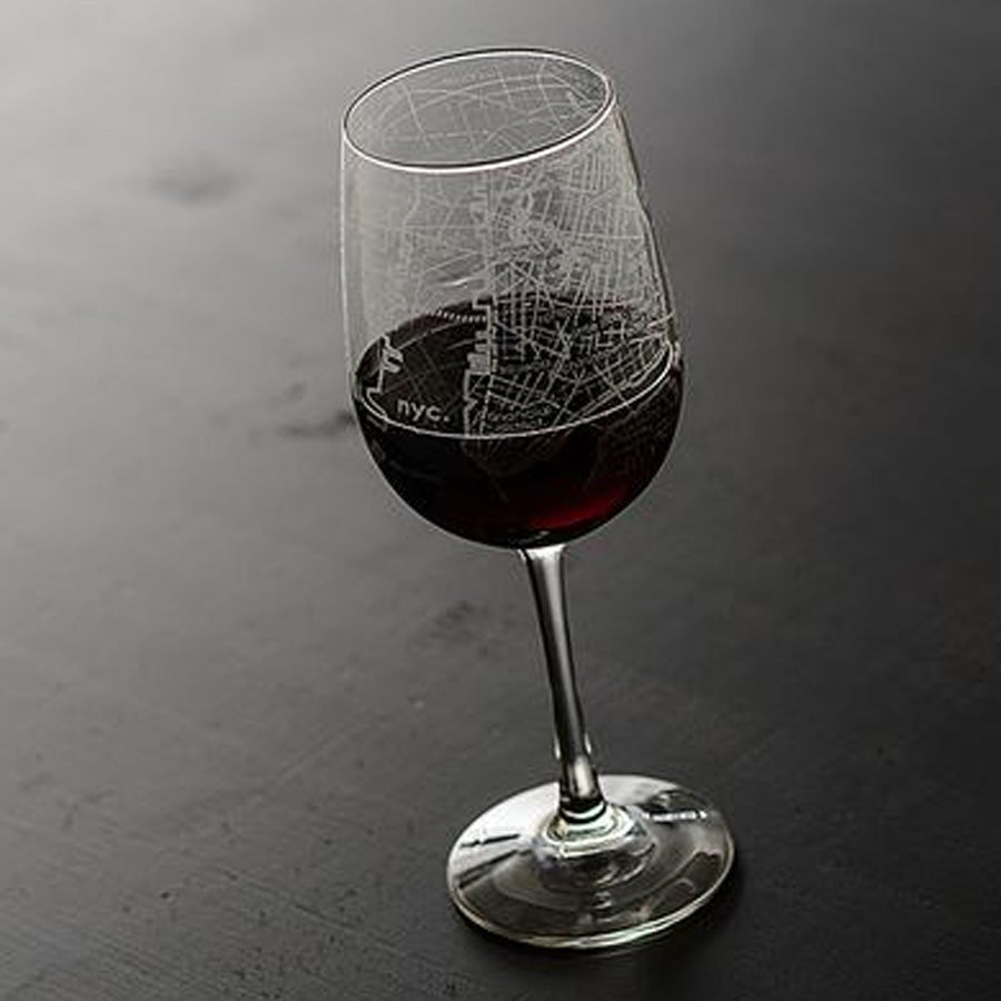 New York City Street Map Wine Glass