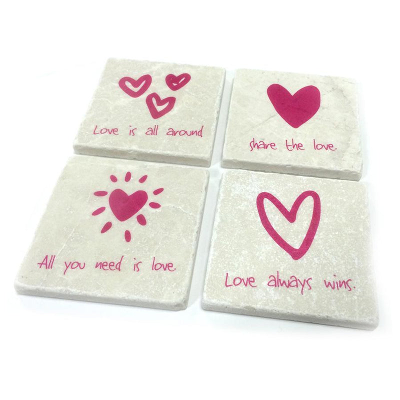 Love Letters Marble Coaster Set