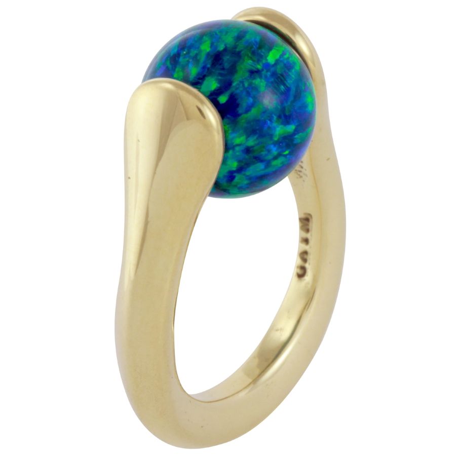 Fancy Lotus Marble Ring - Vermeil Plated in 14K Gold