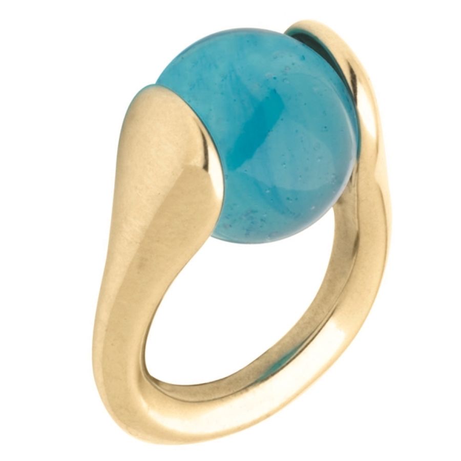 Fancy Lotus Marble Ring - Vermeil Plated in 14K Gold