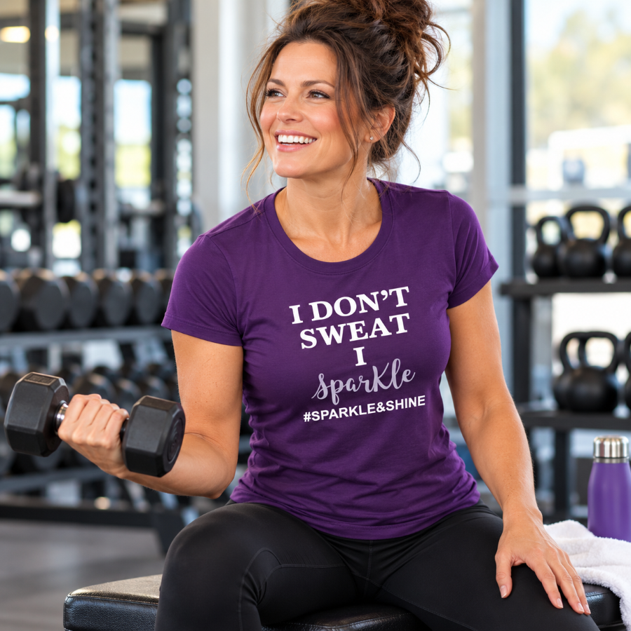 I Don't Sweat I Sparkle Womens Purple T-Shirt