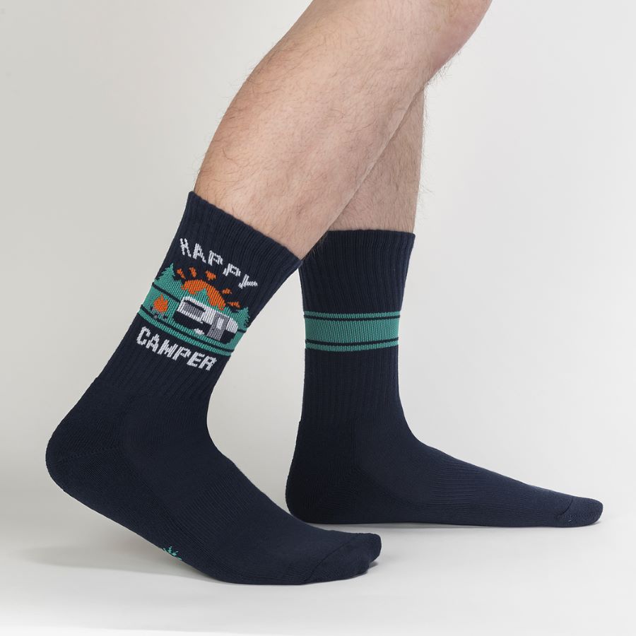 Happy Camper Athletic Ribbed Crew Socks