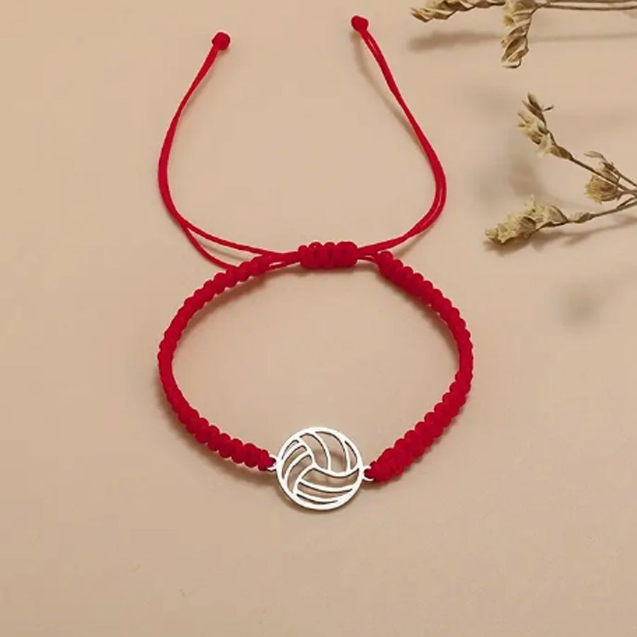 Volleyball Charm Bracelet with Red Band