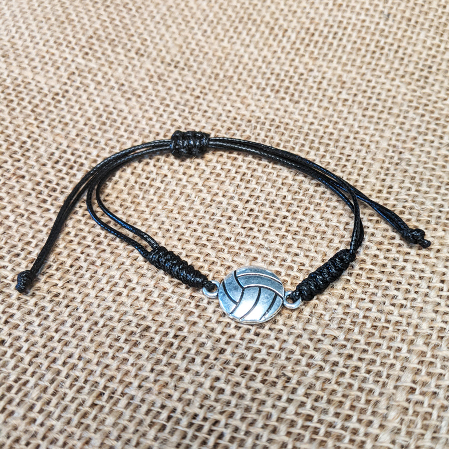 Alloy Volleyball Charm Bracelet with Black Band