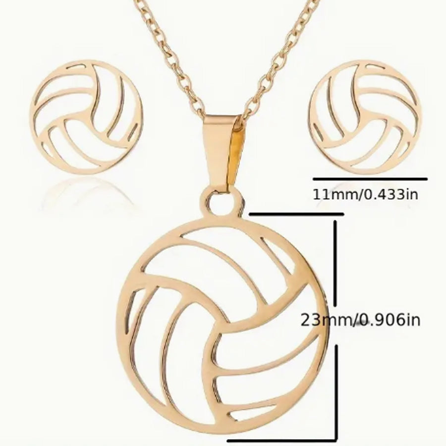 Gold Volleyball Pendant Necklace