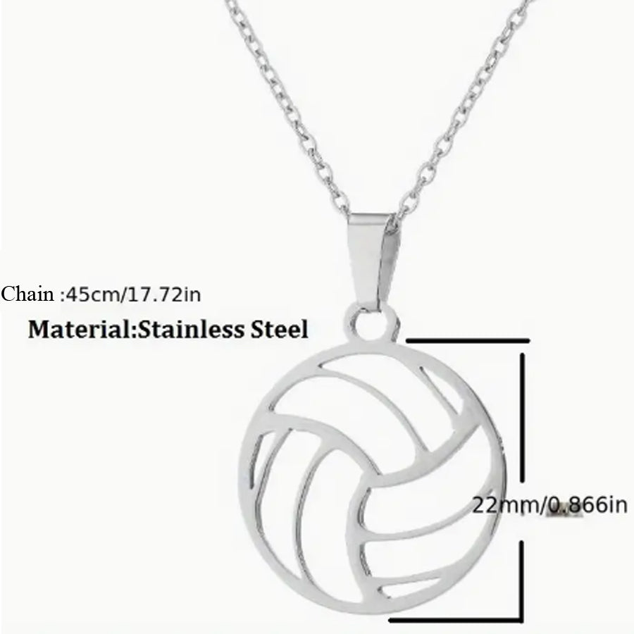 Silver Volleyball Pendant Necklace