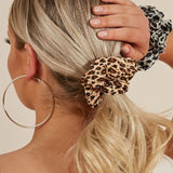 Animal Print Grey, Black and Brown Leopard Scrunchies