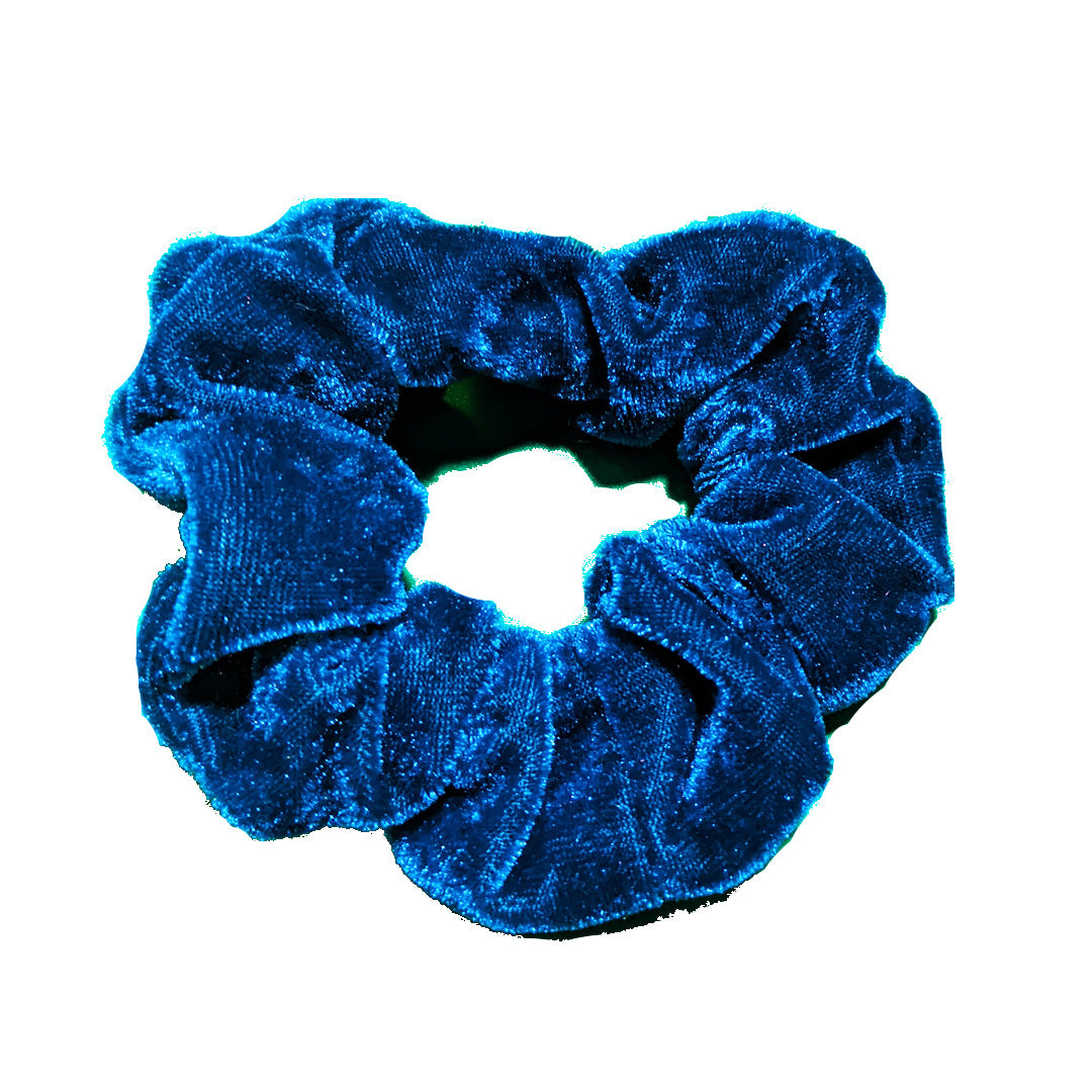 Velvet Azure Blue Scrunchies