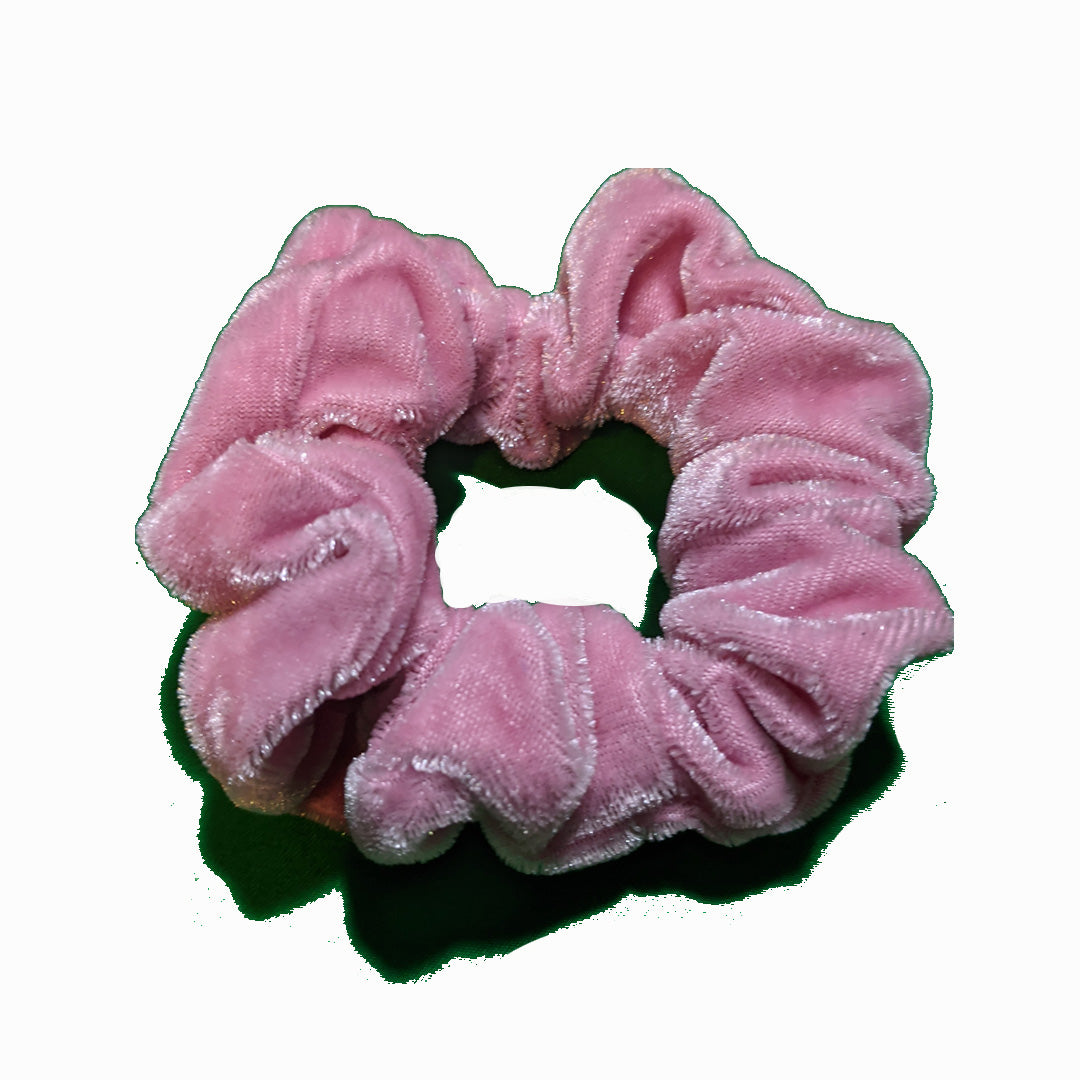 Velvet Light Pink Scrunchies