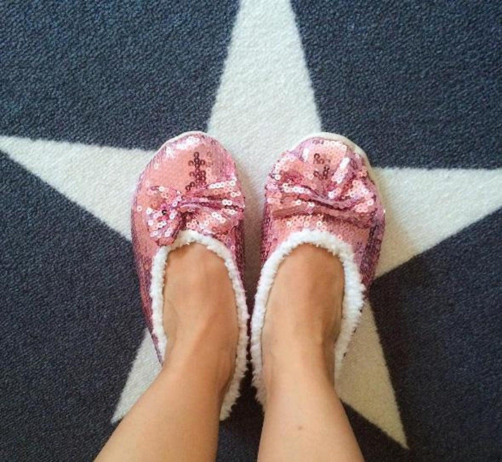 Kids Pink Bling Snoozies Slippers