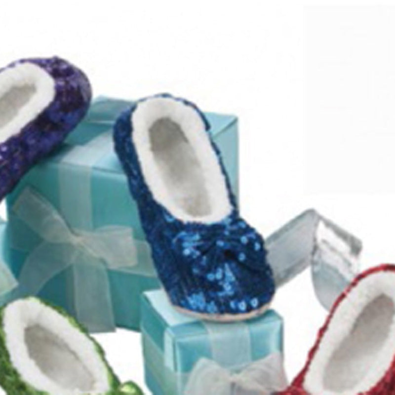 Kids Silver Bling Snoozies Slippers