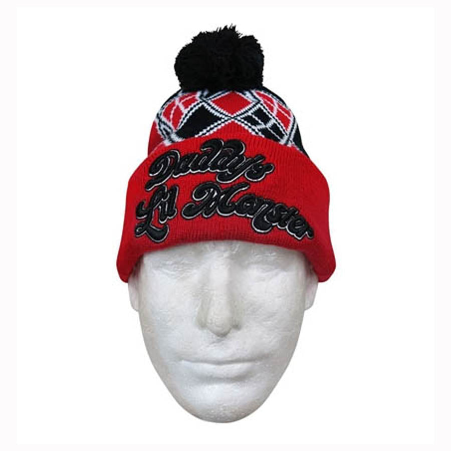 Harley Quinn Daddy's Little Monster Pom Pom Hat