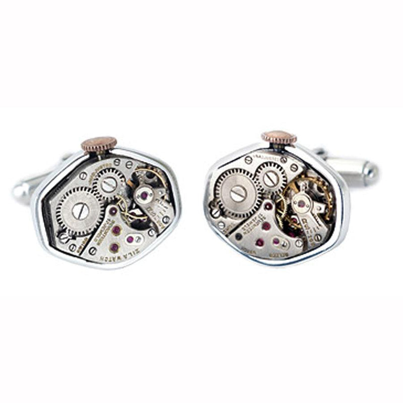 Antique Watch Movement Rounded Edge Cuff Links