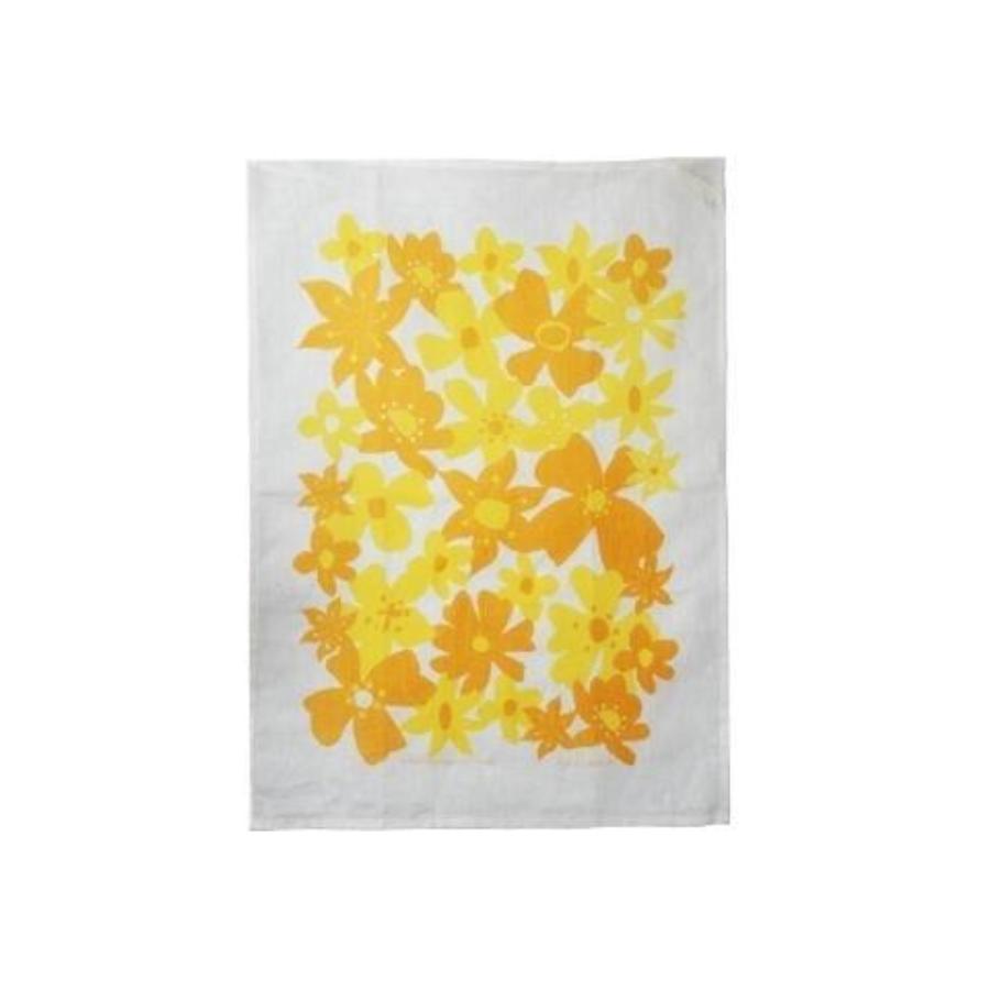 Flowers Linen Tea Towel