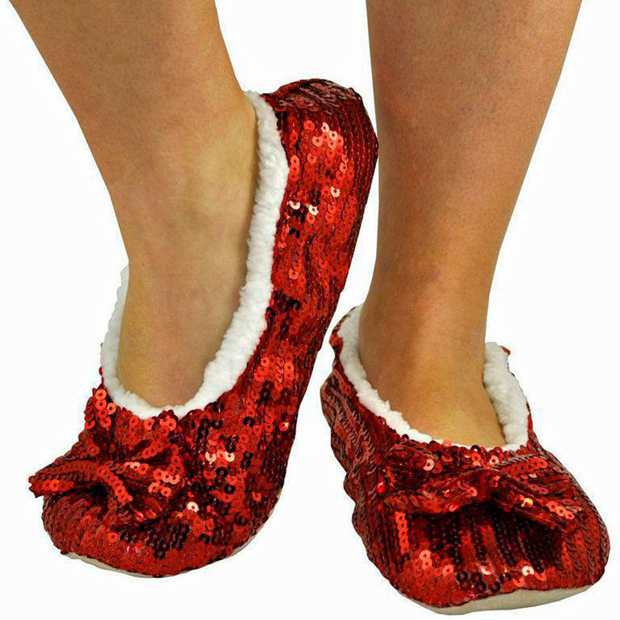 Kids Red Bling Snoozies Slippers