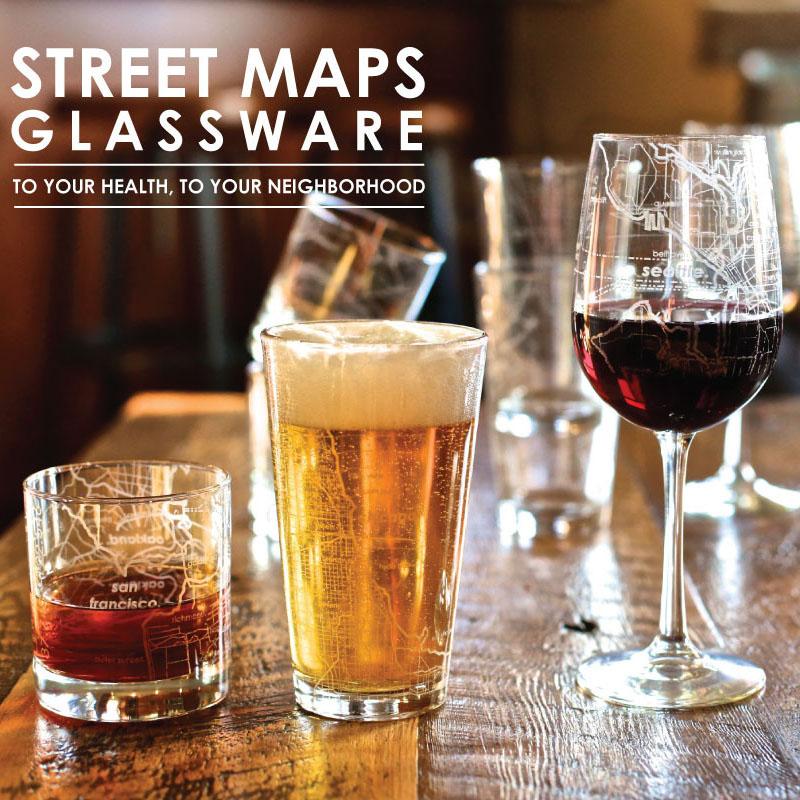 Los Angeles Street Maps Rock Glass