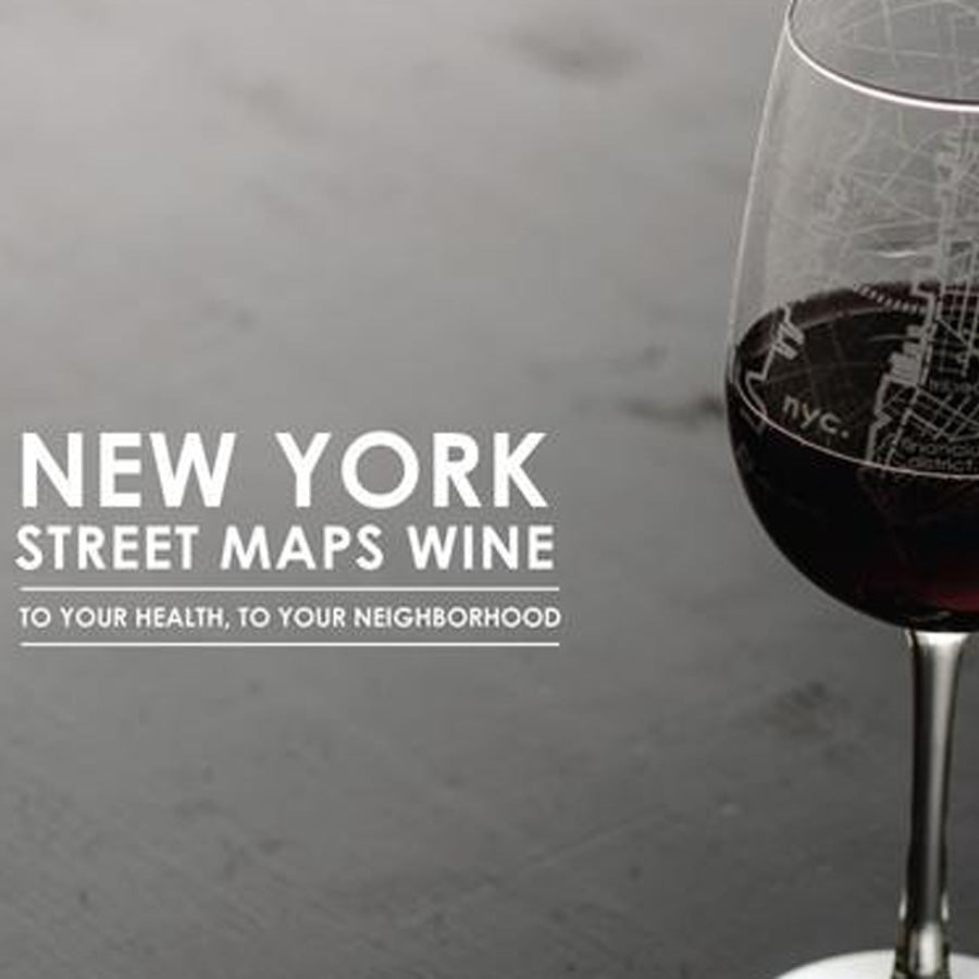 New York City Street Map Wine Glass